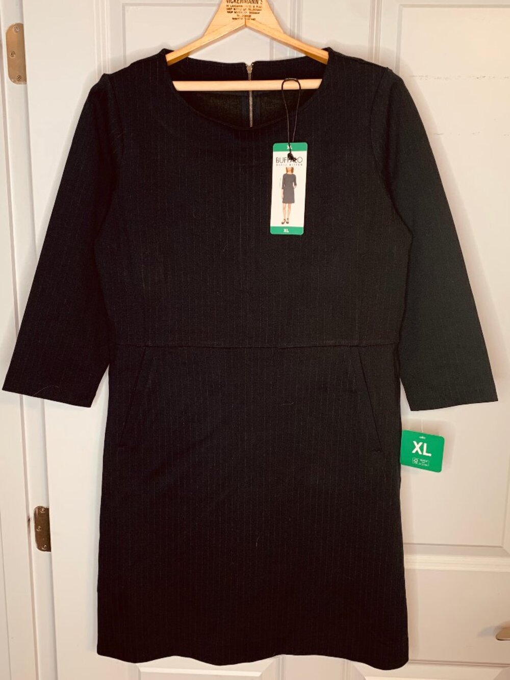 Buffalo David Bitton Women's Luxe Ponte Dress, Black Stripe, Size XL, NWT